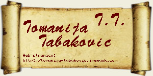Tomanija Tabaković vizit kartica